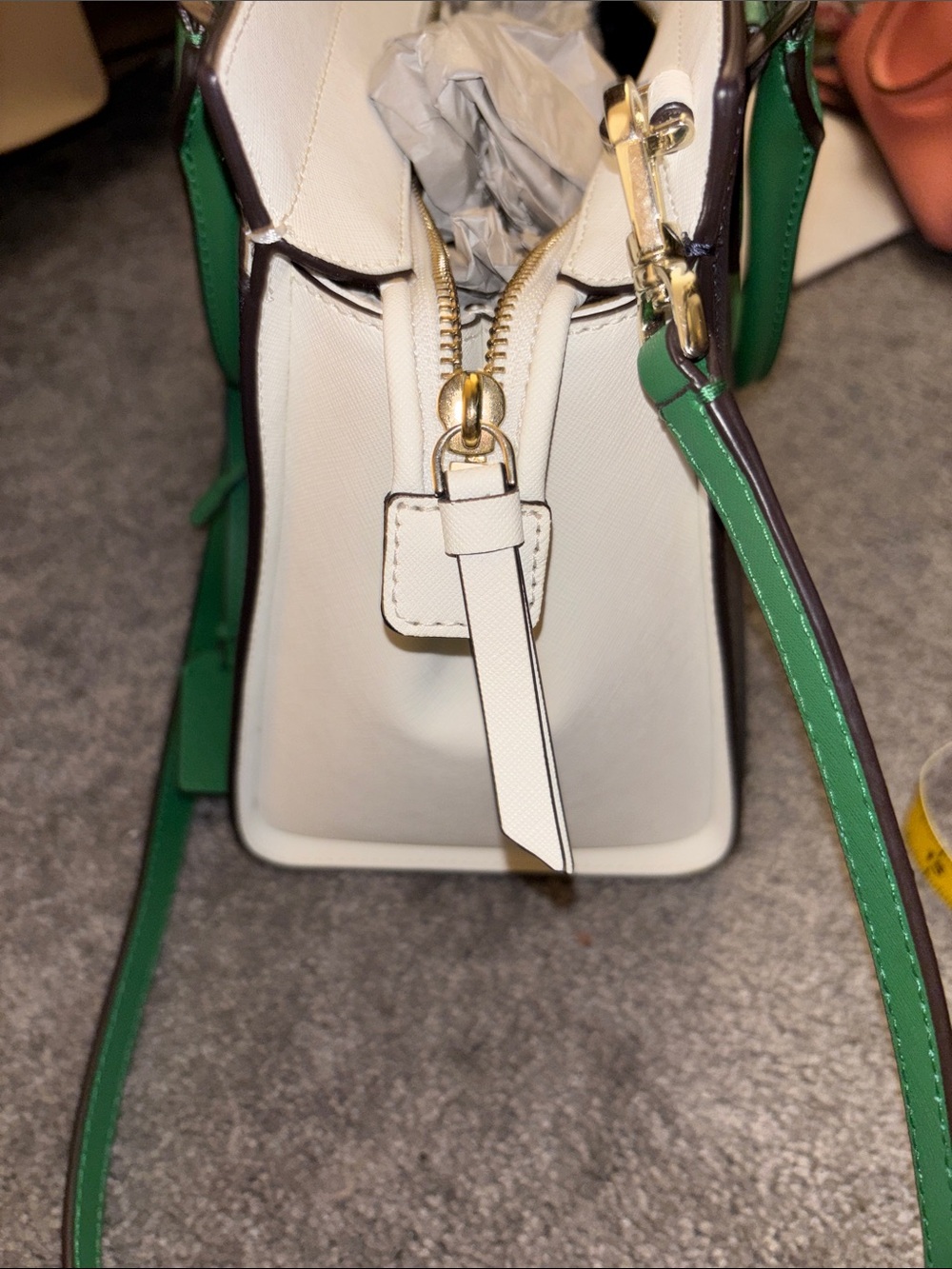 kate spade Navy, White & Green Saffiano Leather Tote - Picture 3 of 10